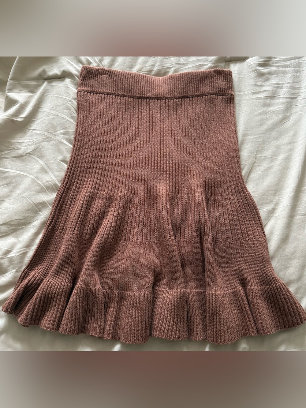 Free People Ribbed Knit Flounce Skirt - Mauve